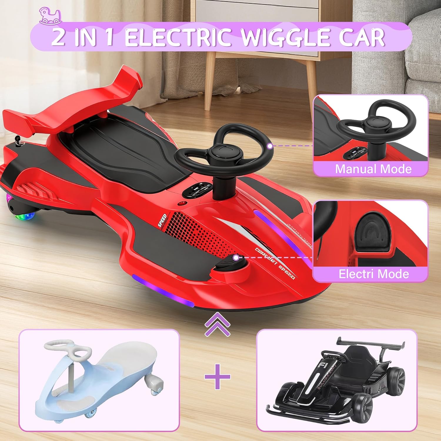 12V Electric Wiggle Car with Pedal